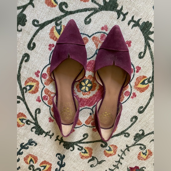 Vince Camuto - ‘Halia’ d’Orsay Suede Flat - Burgandy, Size 6M - Picture 2 of 4